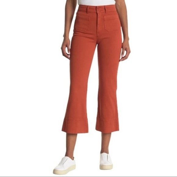 Faherty Rust Uma High Waisted Cropped Wide Leg Pants- - Picture 2 of 7